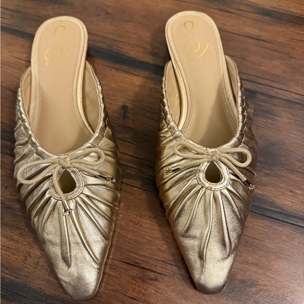 Sam Edelman Gold Loafers with Bow Detail